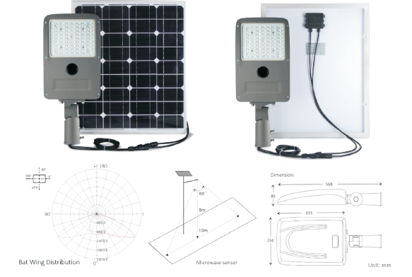 LED solar street light IP67 AC85-265V