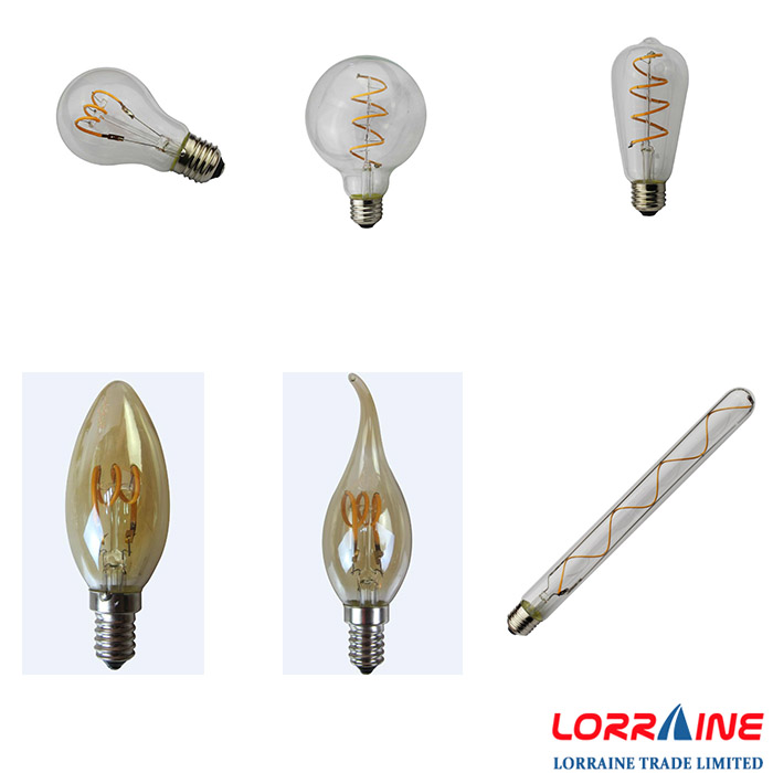 NEW Design CE RoHS Edison Style LED Soft Filament E27 LED filamnt light bulb
