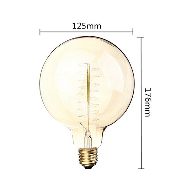 Retro globe bulb vintage style light 40w/60w G80 G95 G125 incandescent edison bu