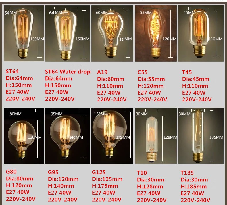 Wholesale T45 edison style incandescent bulb vintage e27 edion bulb