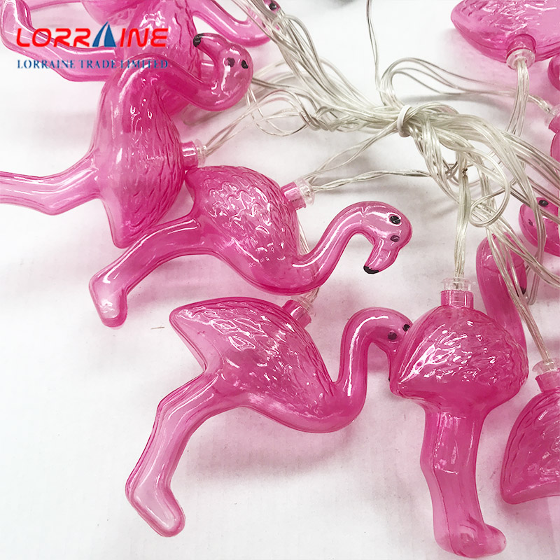 10 white flamingo solar light strings